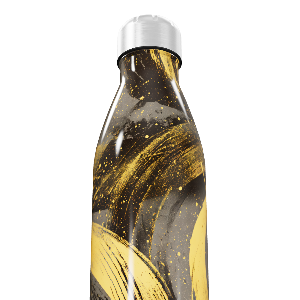 Garrafa Inox Estampada - Preto Dourado