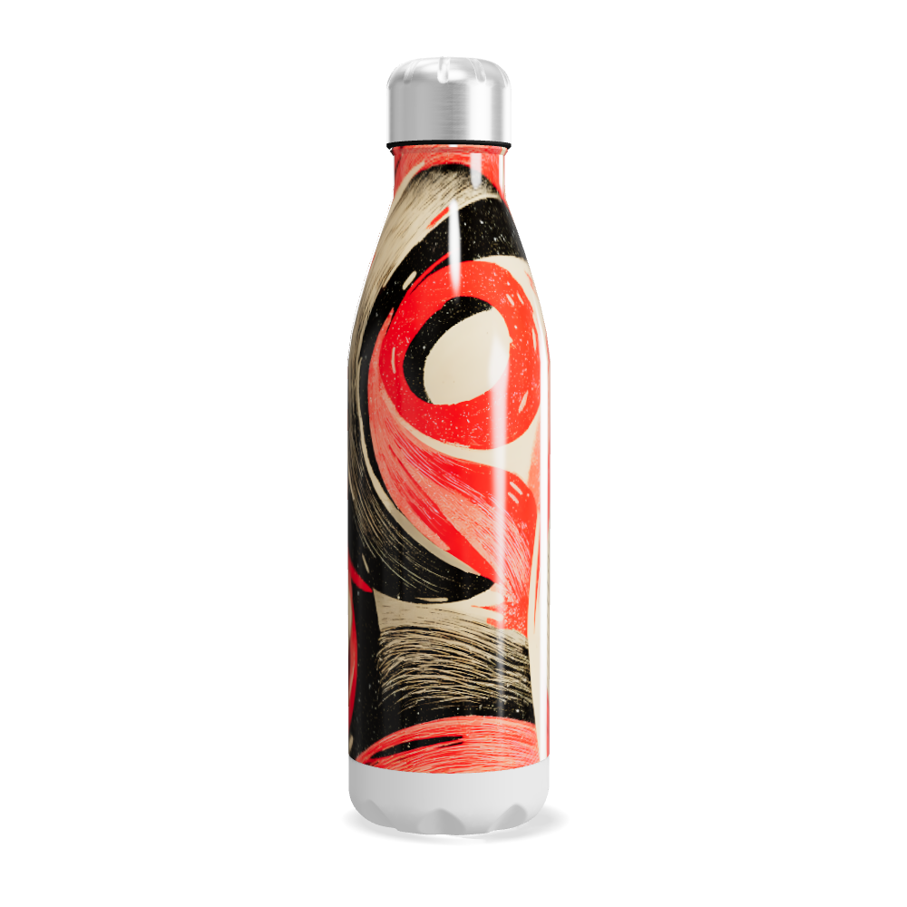 Garrafa Inox - Estampada Vermelha e Preta