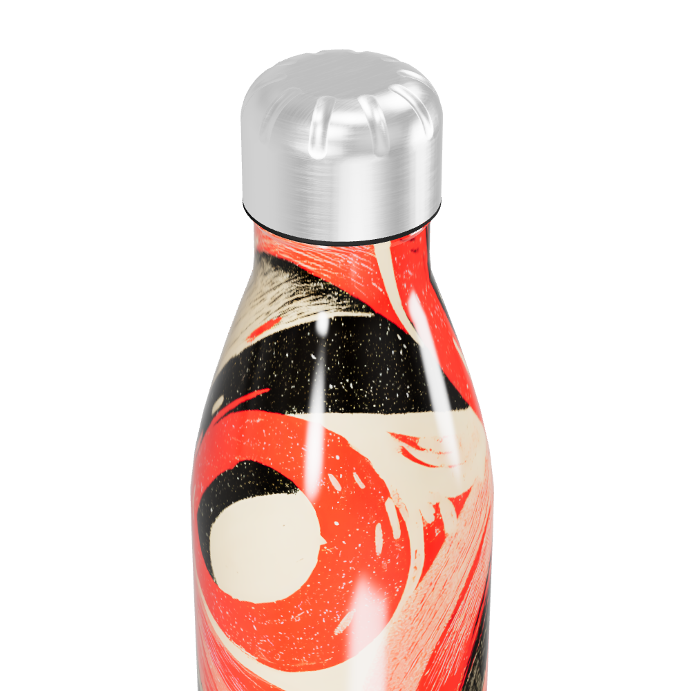 Garrafa Inox - Estampada Vermelha e Preta