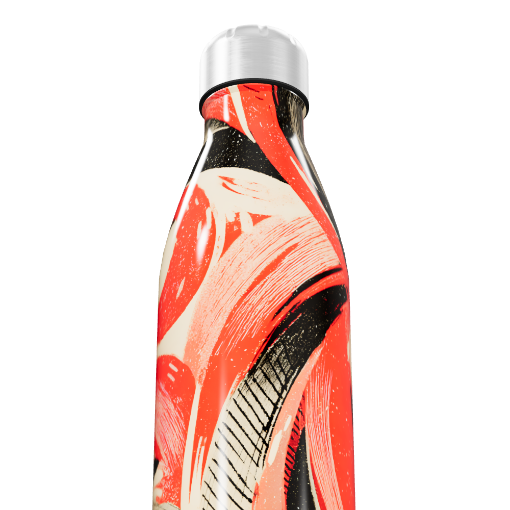 Garrafa Inox - Estampada Vermelha e Preta