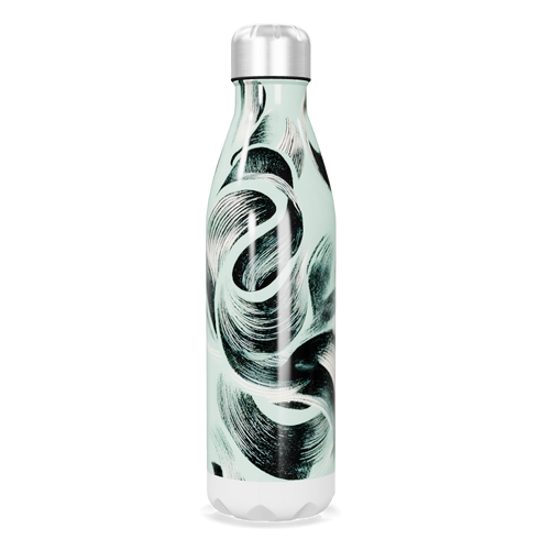Garrafa Inox Pintura Abstrata Verde e Preto