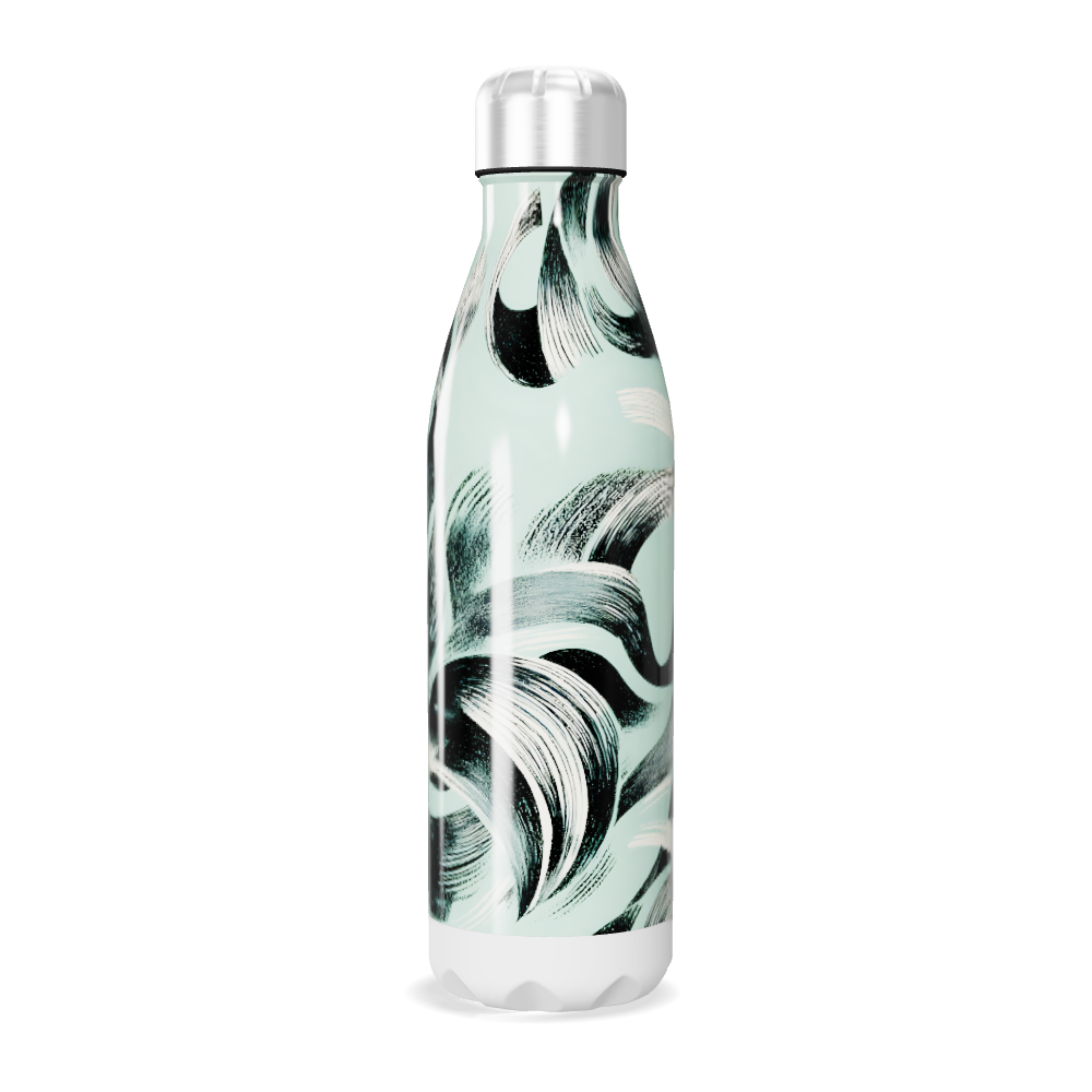 Garrafa Inox Pintura Abstrata Verde e Preto
