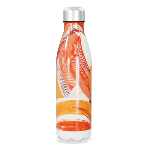 Garrafa Inox Pintura Laranja e Branca