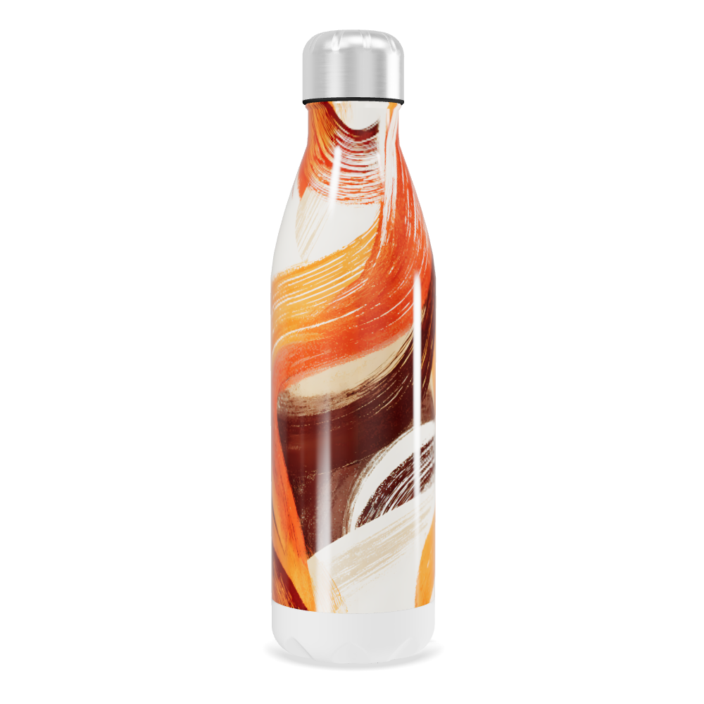 Garrafa Inox Pintura Laranja e Branca