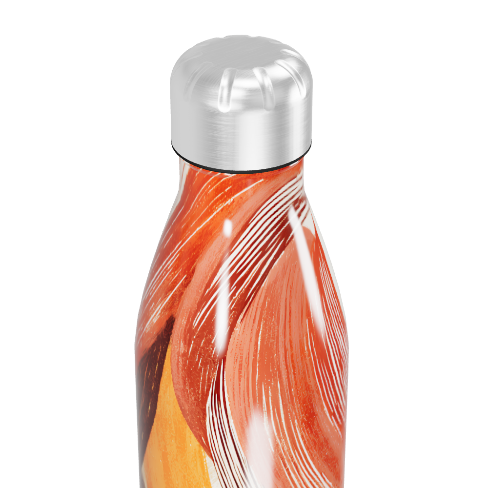 Garrafa Inox Pintura Laranja e Branca