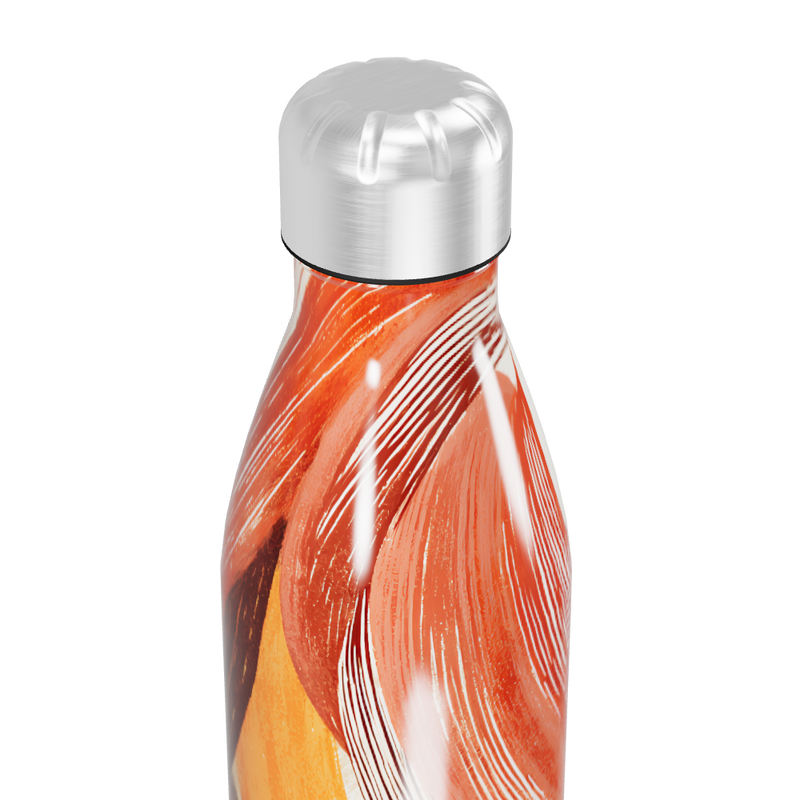 Garrafa Inox Pintura Laranja e Branca