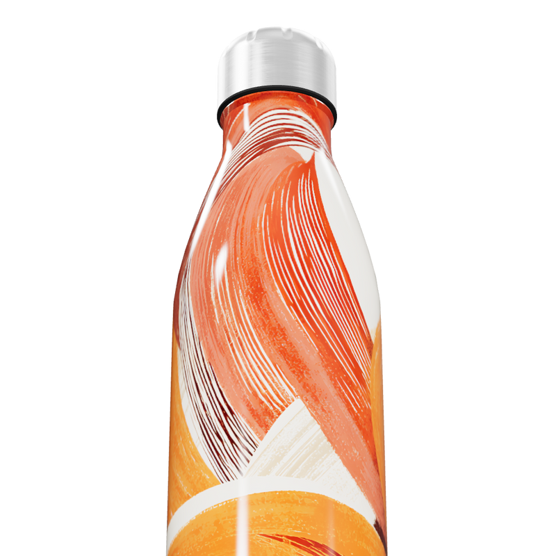 Garrafa Inox Pintura Laranja e Branca