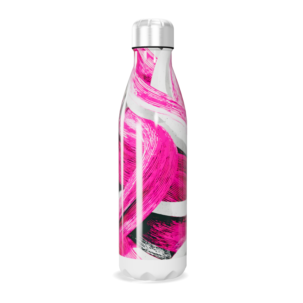 Garrafa Inox - Rosa com Estampa Artística