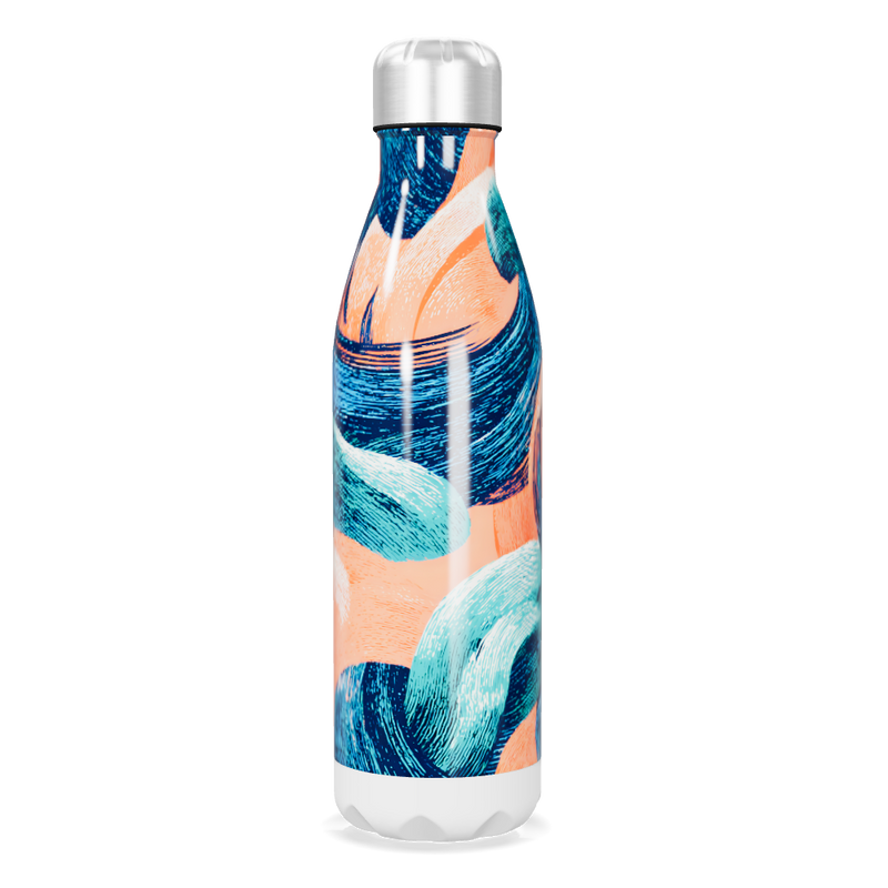Garrafa Inox Estampa Azul e Laranja