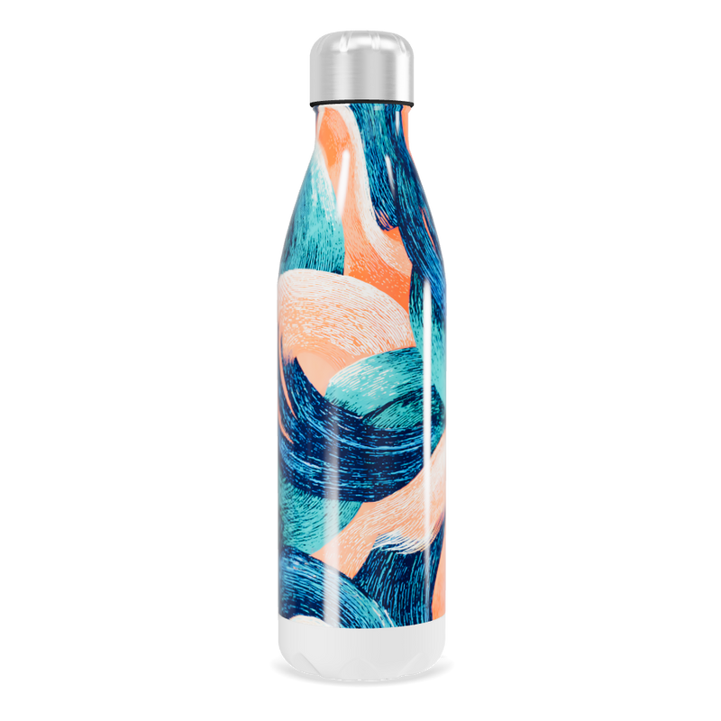 Garrafa Inox Estampa Azul e Laranja