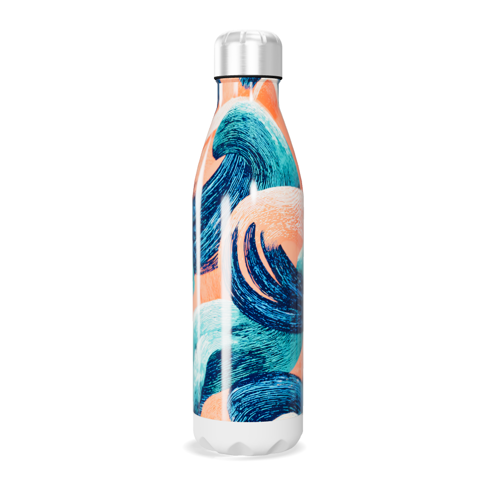 Garrafa Inox Estampa Azul e Laranja