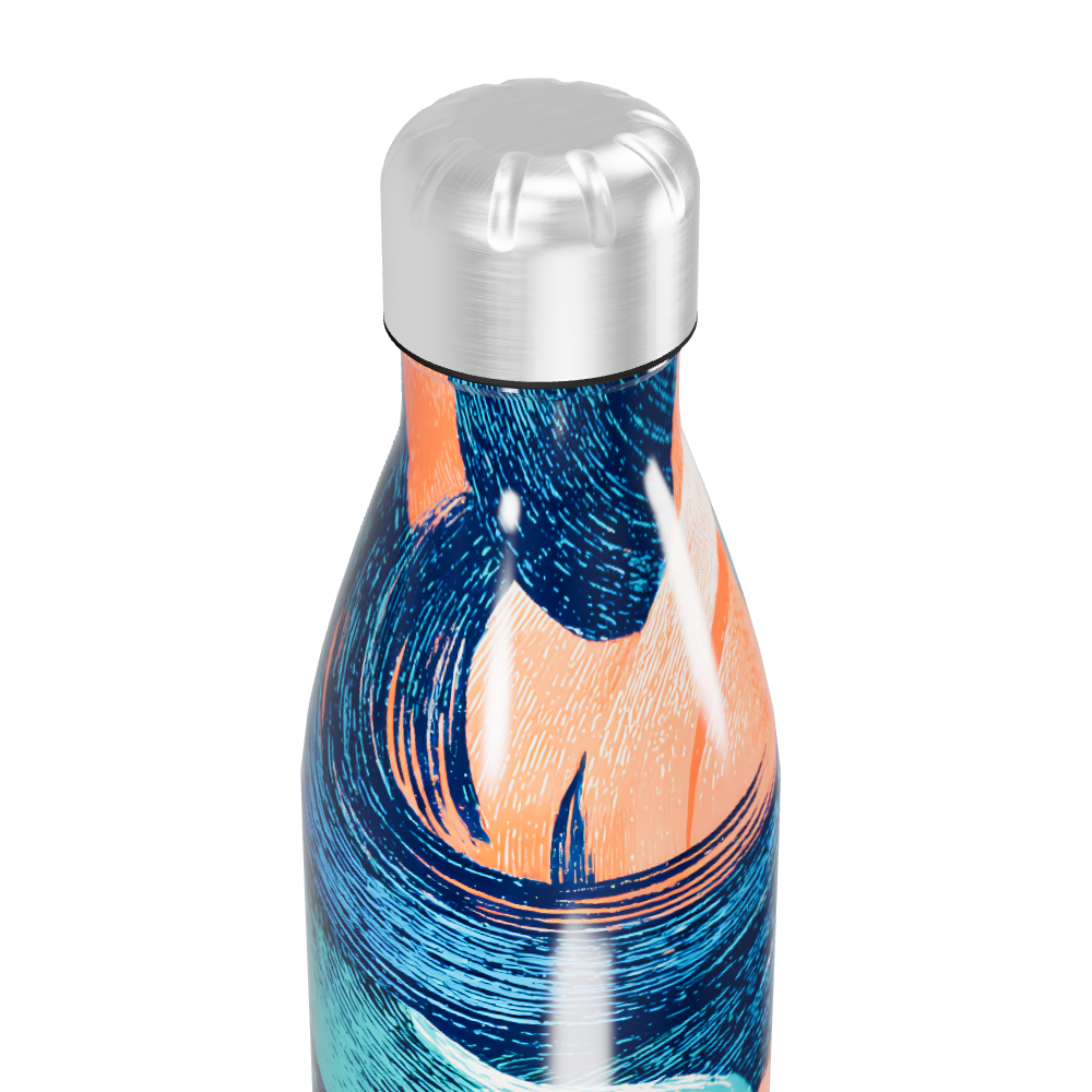 Garrafa Inox Estampa Azul e Laranja