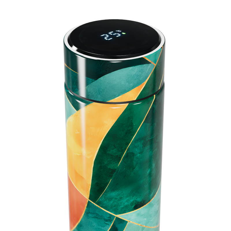 Garrafa Térmica Touch - Verde Estampada Elegante