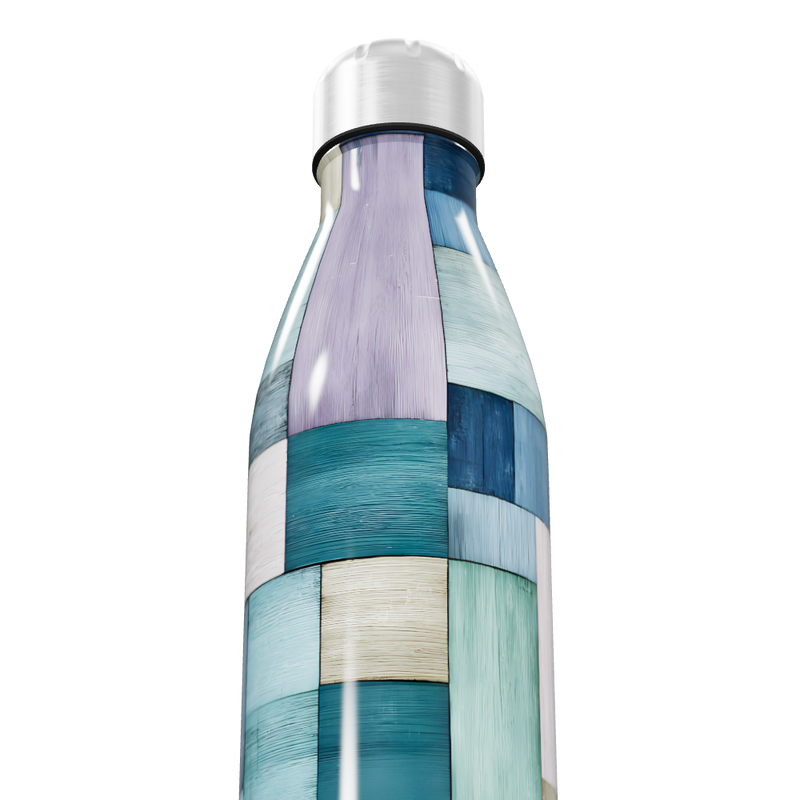 Garrafa Inox Estampada - Azul e Branco