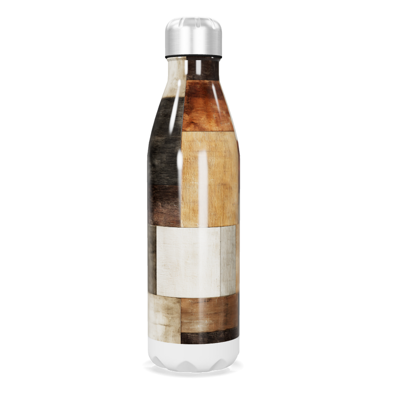 Garrafa Inox - Estampa Madeira Colorida