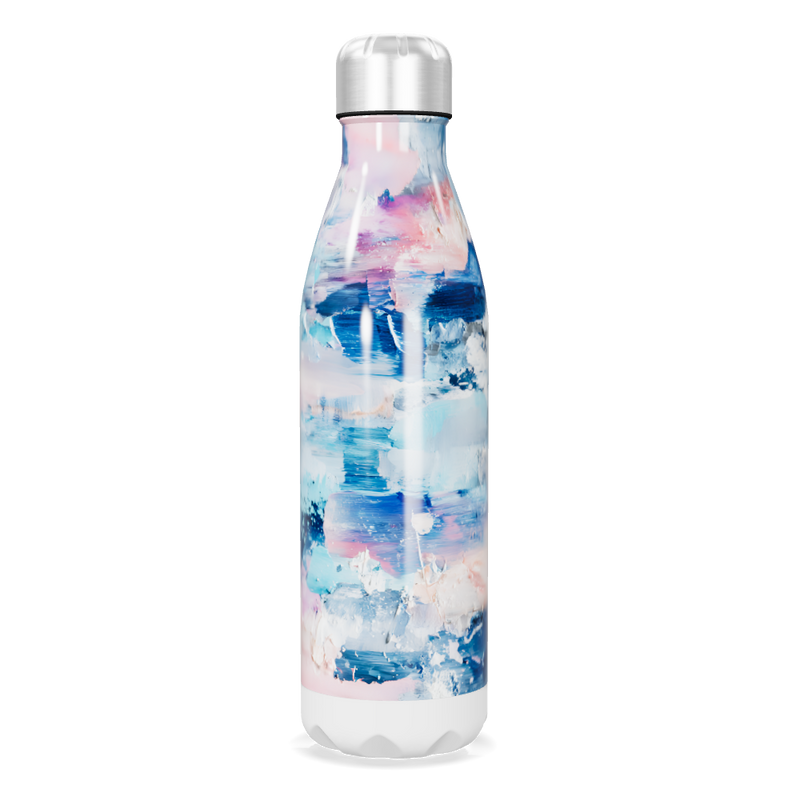 Garrafa Inox - Estampa Abstrata Azul e Rosa