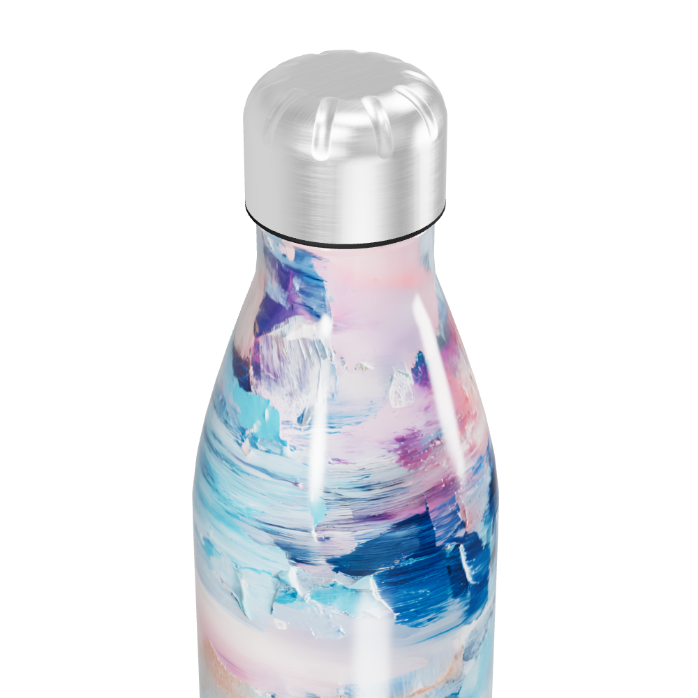 Garrafa Inox - Estampa Abstrata Azul e Rosa