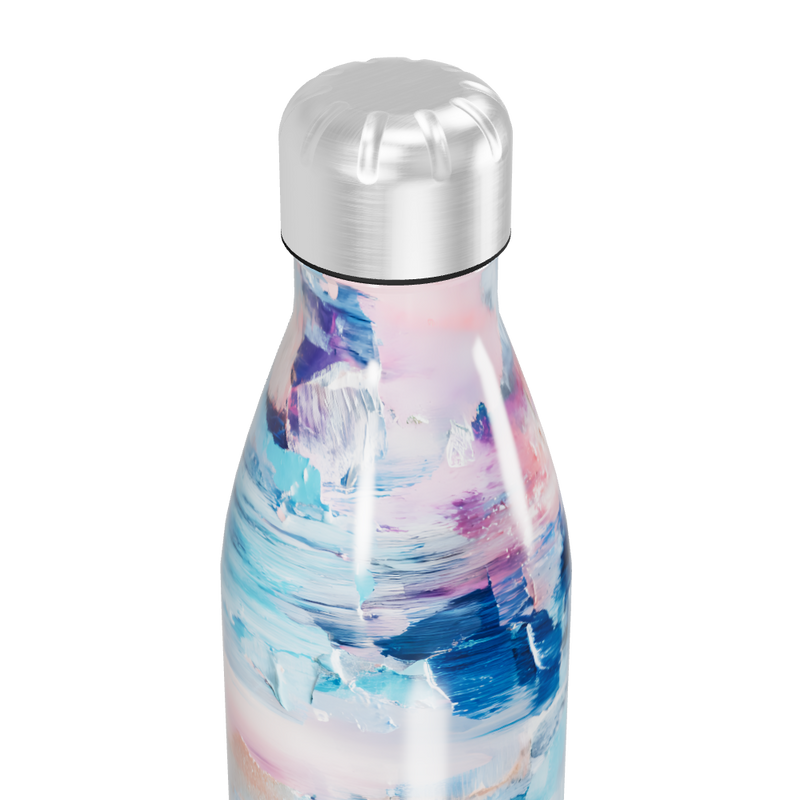 Garrafa Inox - Estampa Abstrata Azul e Rosa