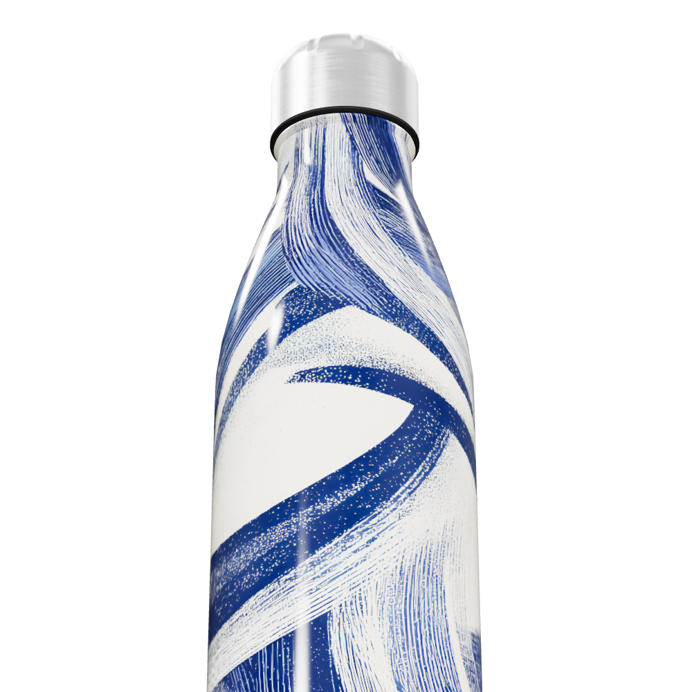 Garrafa Inox - Azul com Estampa Artística