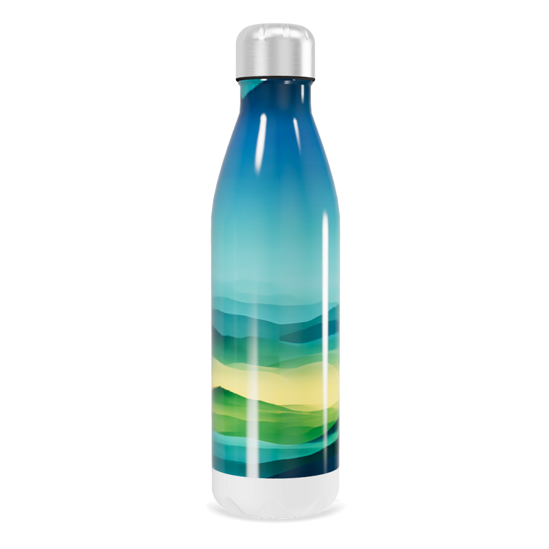 Garrafa Inox - Azul com Estampa Paisagem