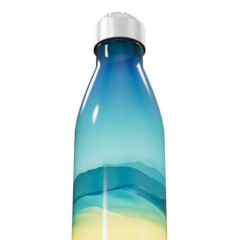 Garrafa Inox - Azul com Estampa Paisagem