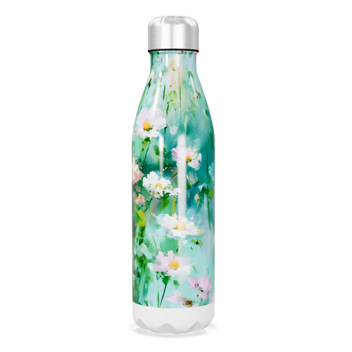 Garrafa Inox - Floral Verde com Flores