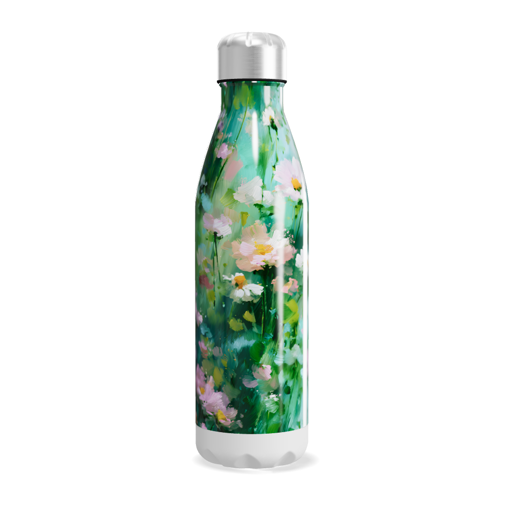 Garrafa Inox - Floral Verde com Flores