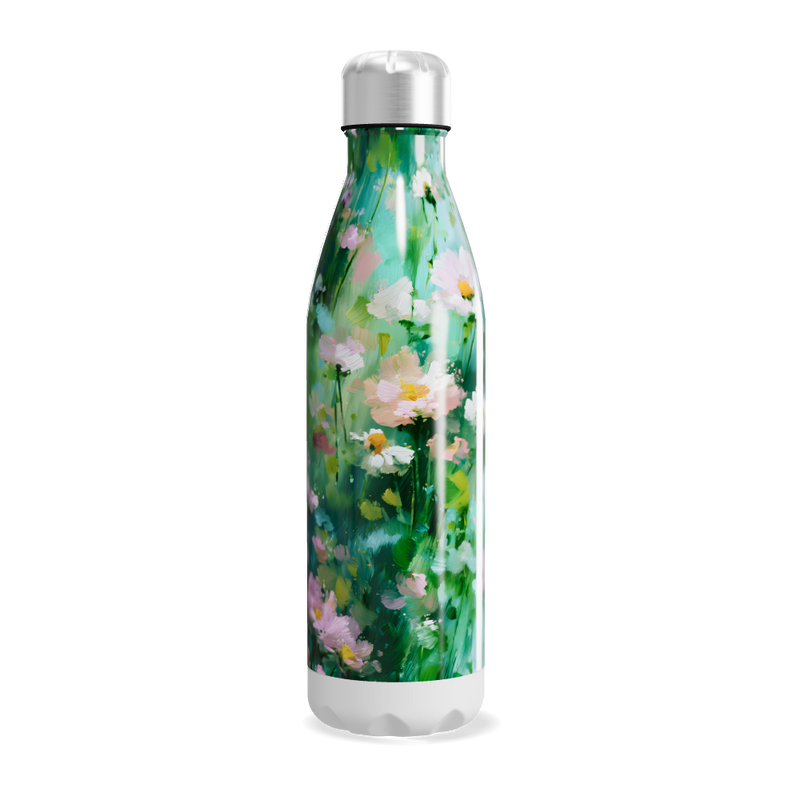 Garrafa Inox - Floral Verde com Flores