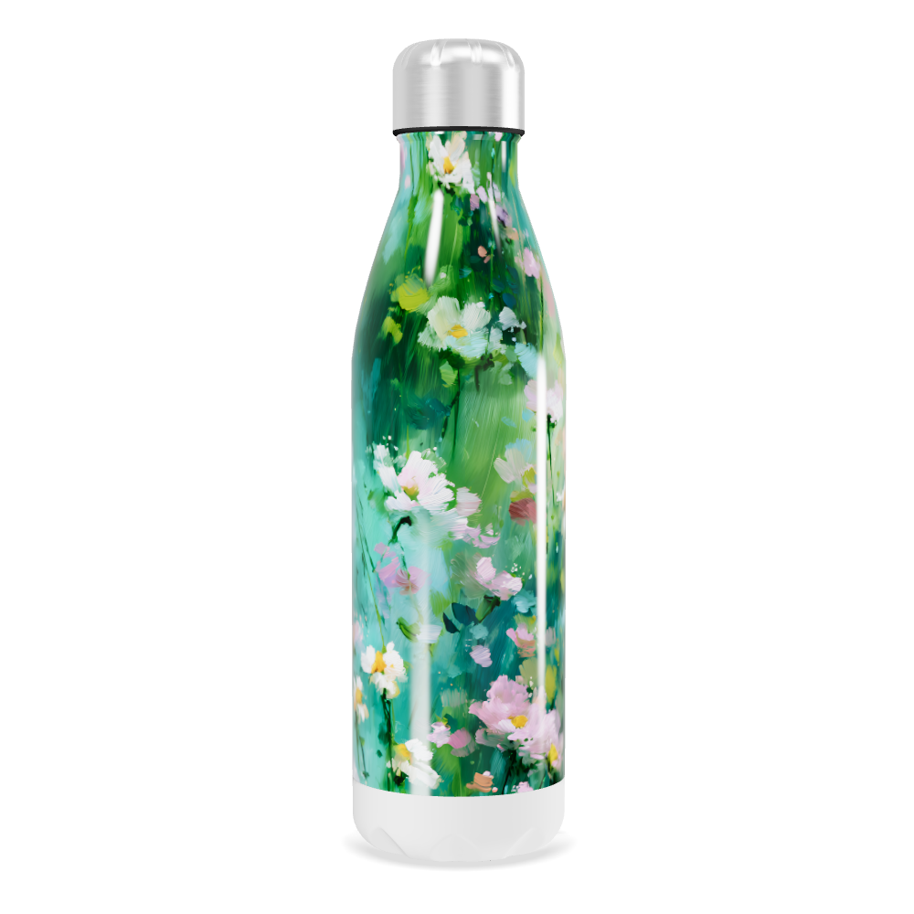 Garrafa Inox - Floral Verde com Flores