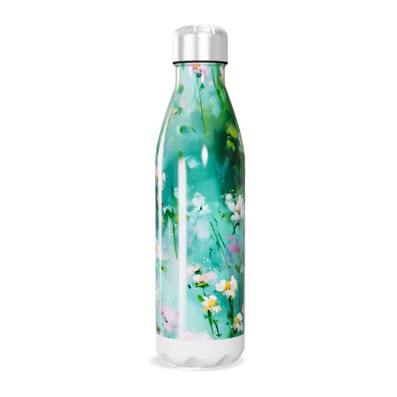 Garrafa Inox - Floral Verde com Flores