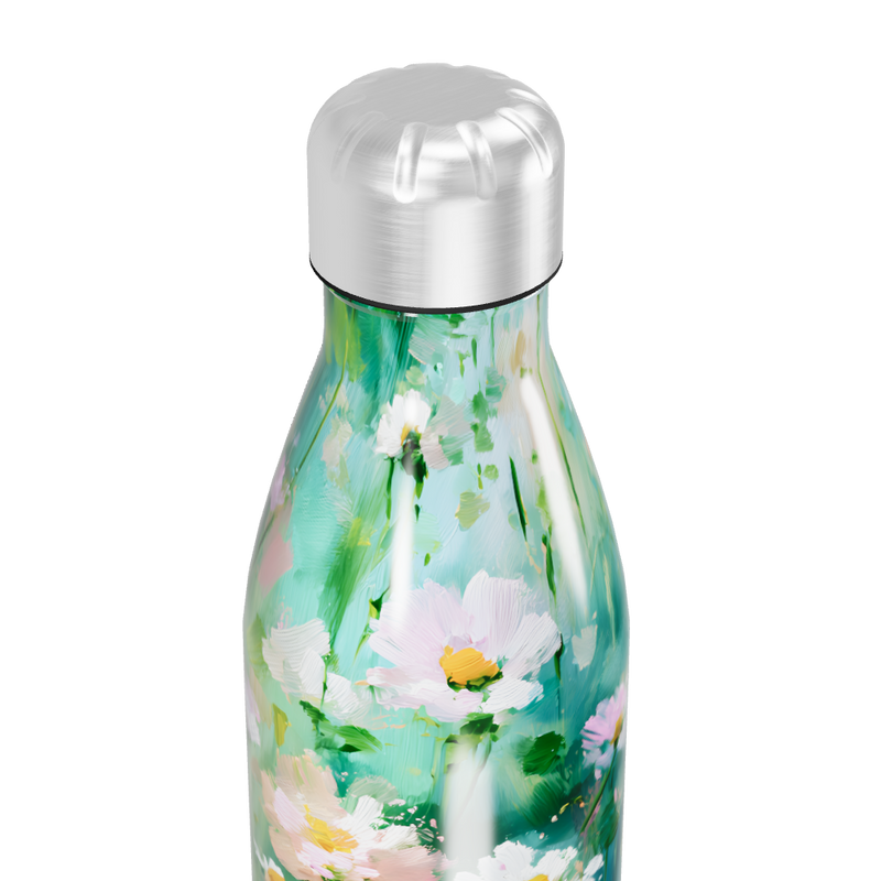 Garrafa Inox - Floral Verde com Flores