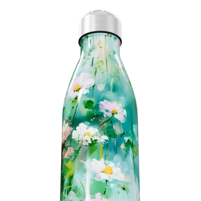 Garrafa Inox - Floral Verde com Flores