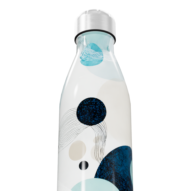 Garrafa Inox - Estampa Azul e Branca