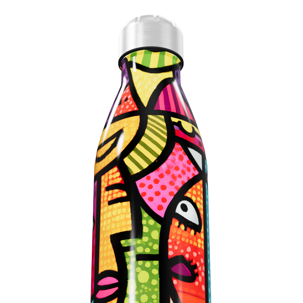 Garrafa Inox - Estampa Colorida Faces