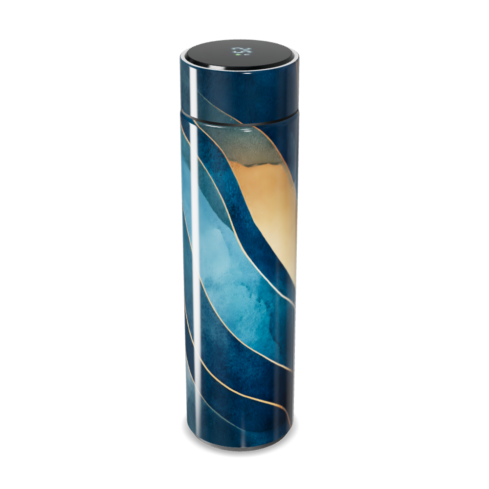 Garrafa Térmica Touch - Azul com Estampa Ondulada