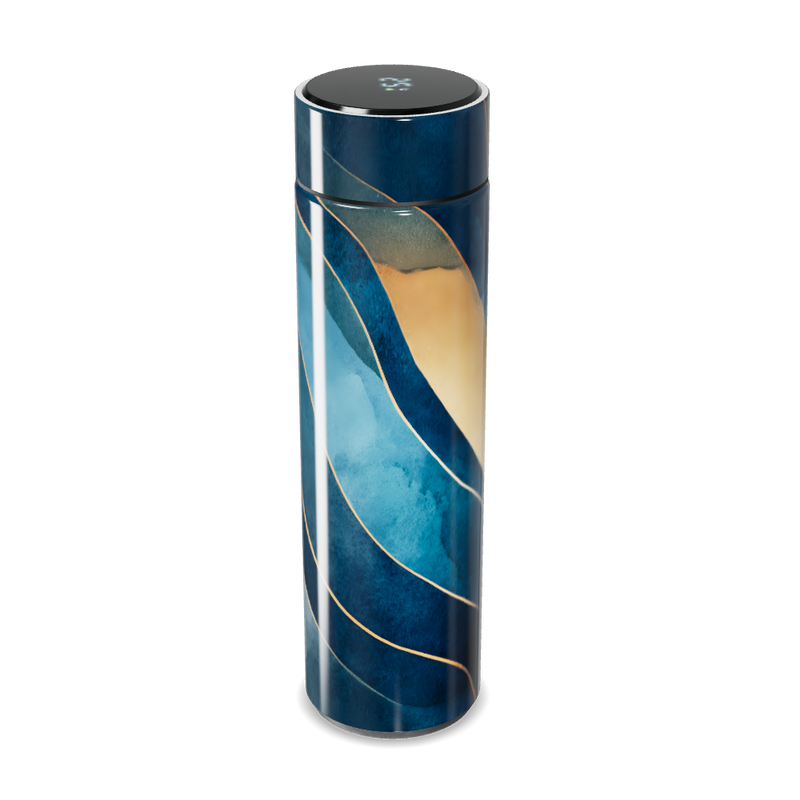Garrafa Térmica Touch - Azul com Estampa Ondulada