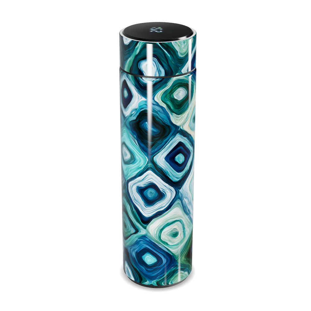 Garrafa Térmica Touch - Estampa Geométrica Azul