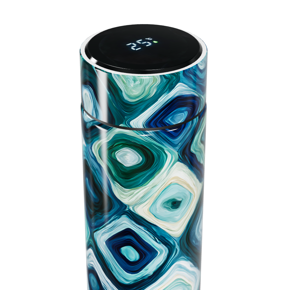 Garrafa Térmica Touch - Estampa Geométrica Azul