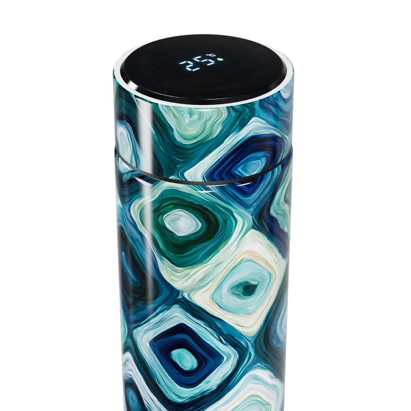 Garrafa Térmica Touch - Estampa Geométrica Azul