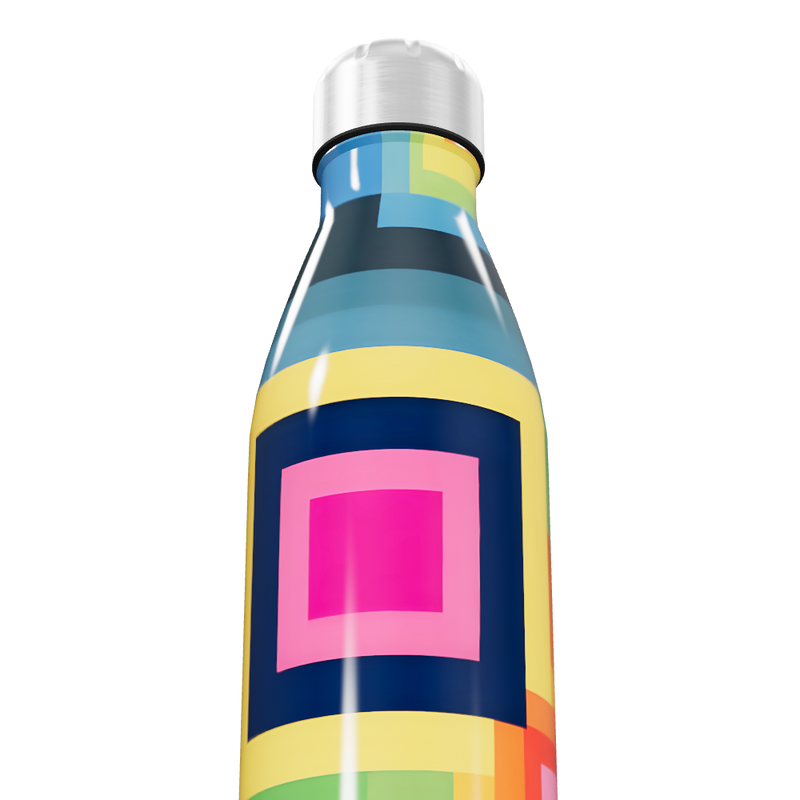 Garrafa Inox - Estampa Geométrica Colorida