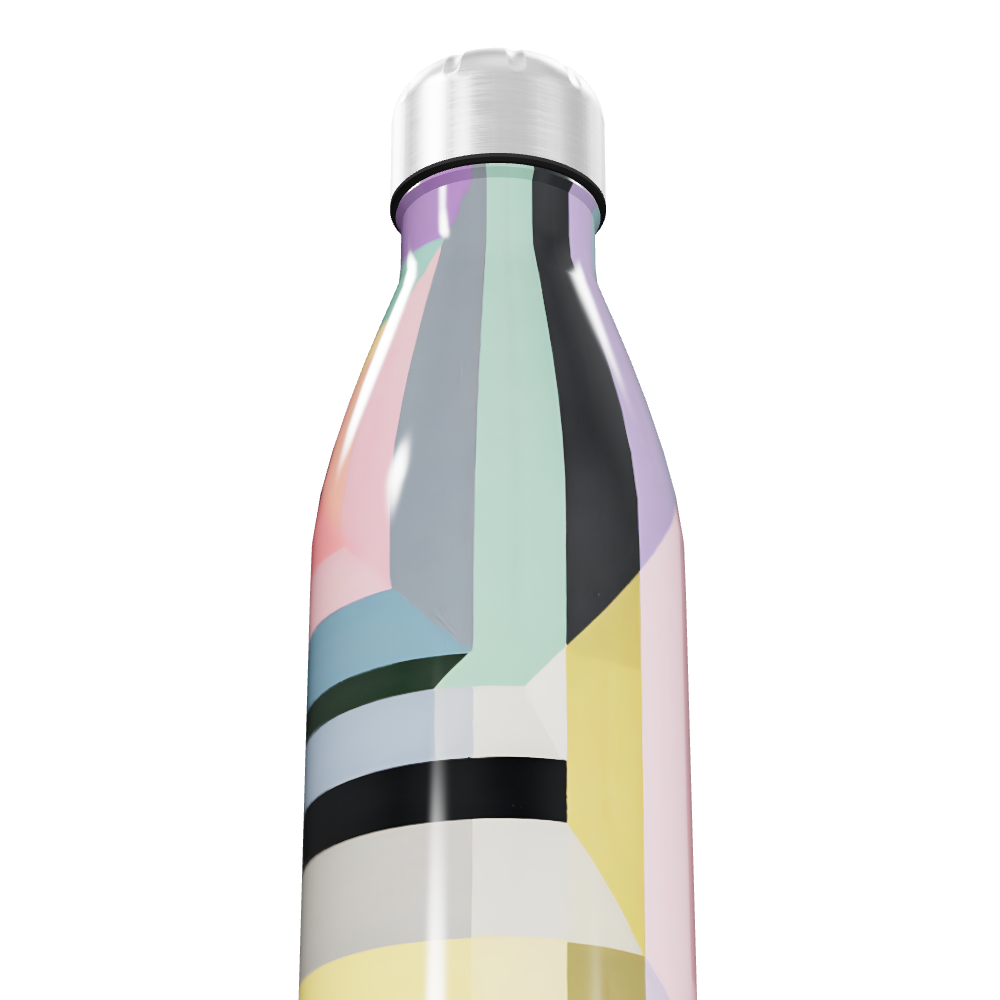 Garrafa Inox - Colorida com Estampa Geométrica