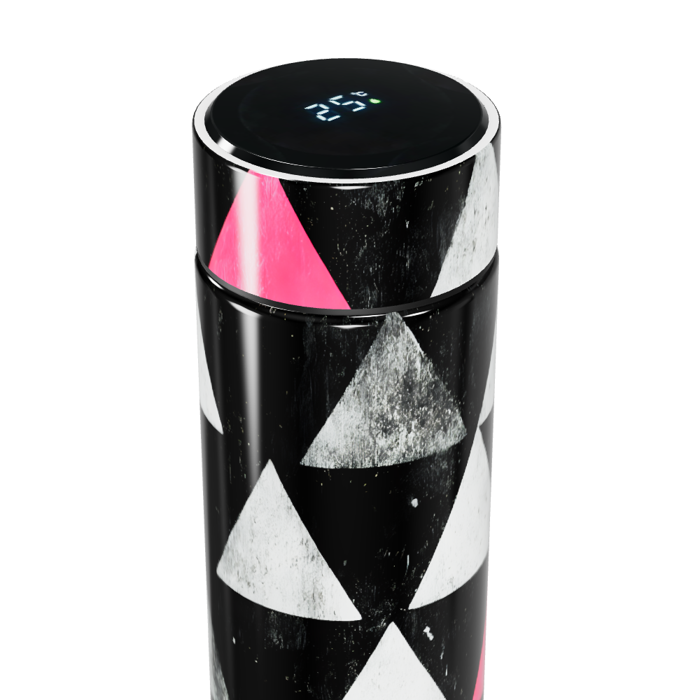 Garrafa Térmica Touch - Triângulos Preto e Rosa