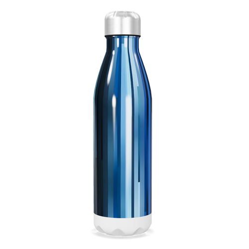 Garrafa Inox Azul - Com Listras Verticais