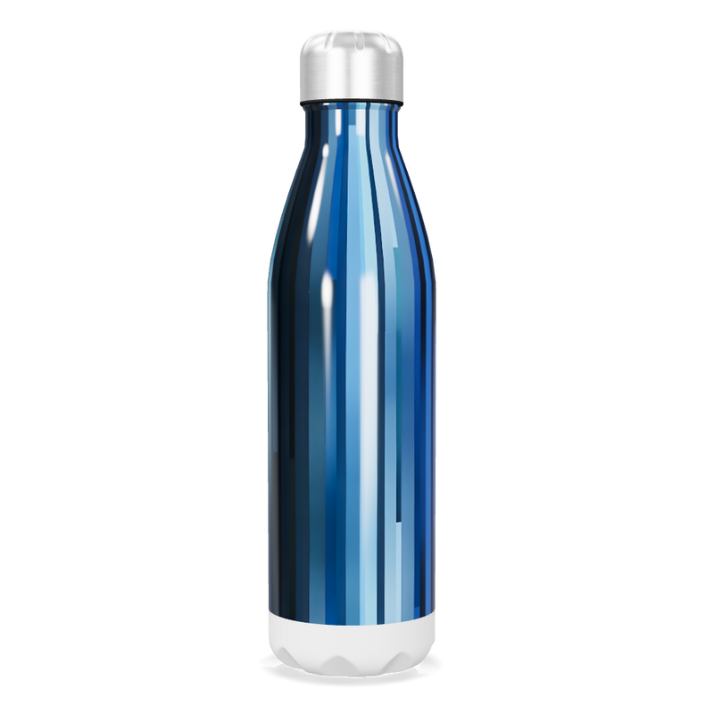 Garrafa Inox Azul - Com Listras Verticais