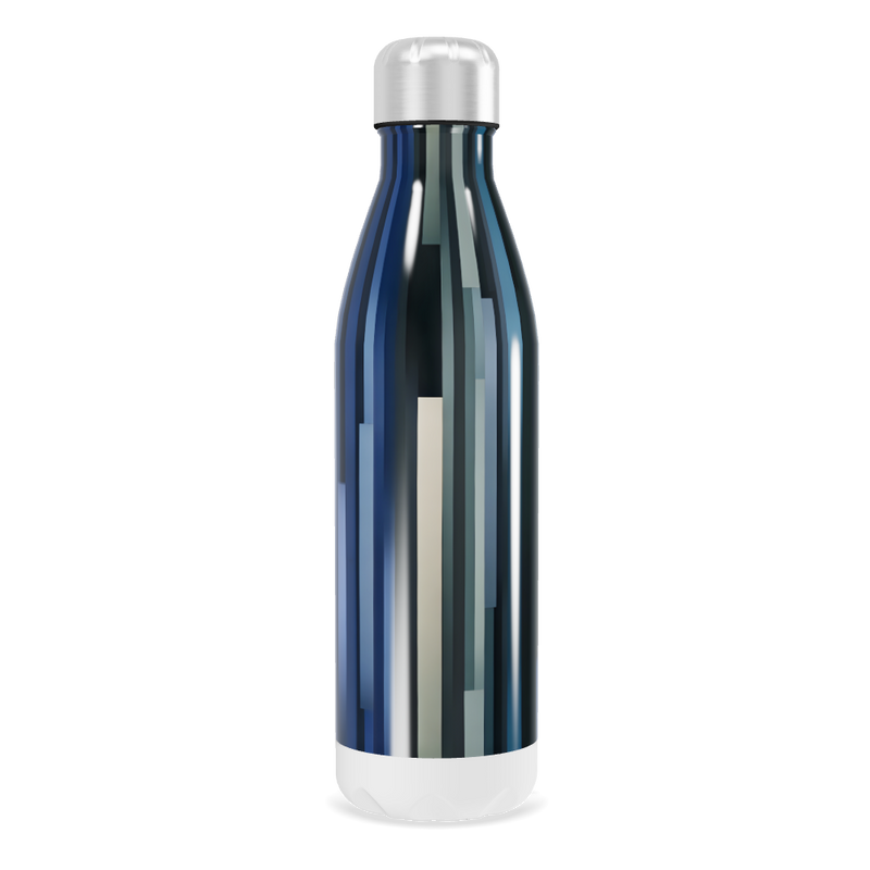 Garrafa Inox Azul - Com Listras Verticais
