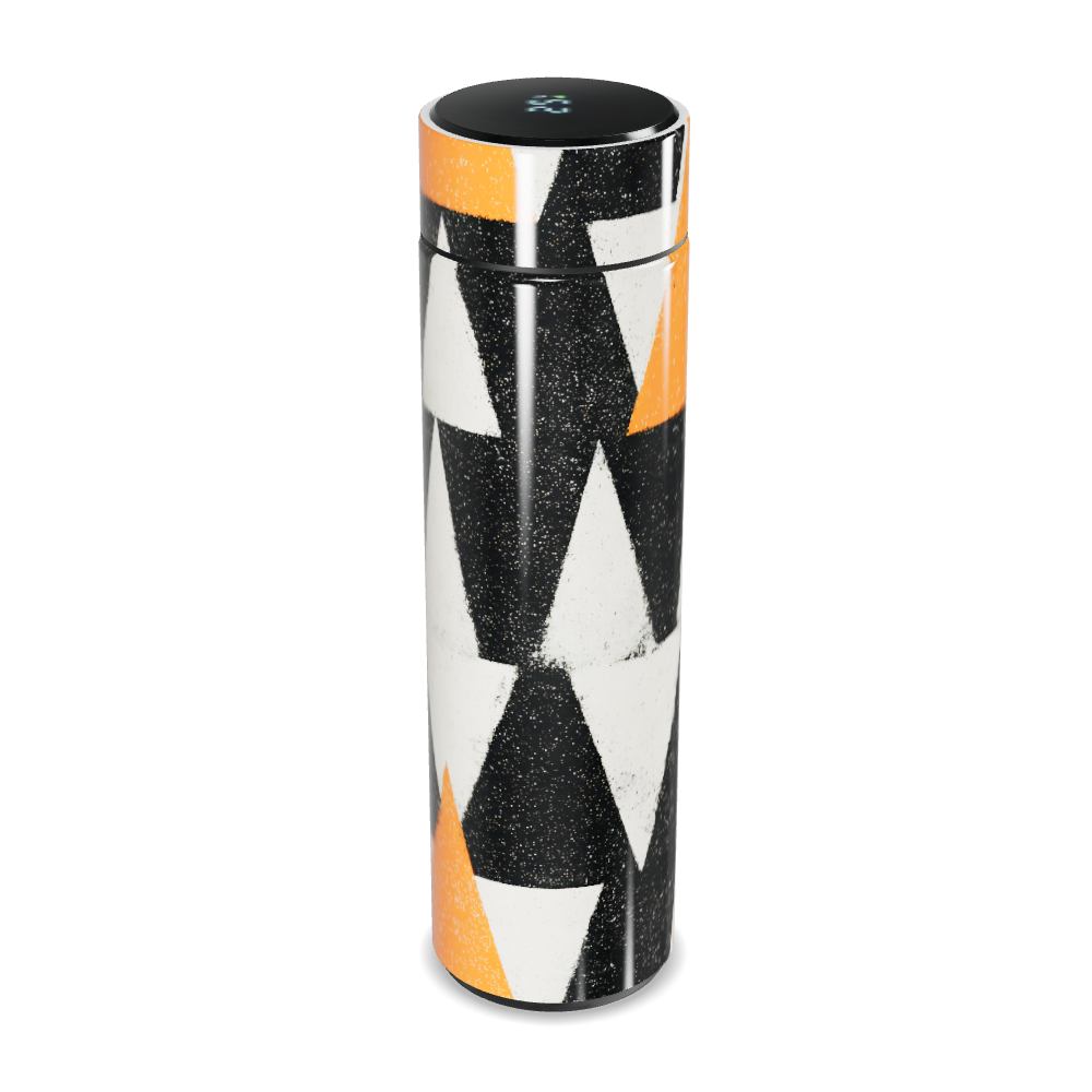 Garrafa Térmica Touch - Geométrica Preta e Laranja