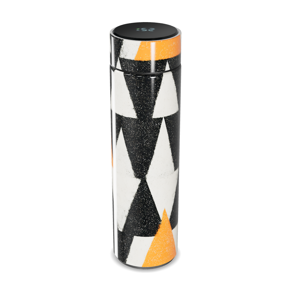 Garrafa Térmica Touch - Geométrica Preta e Laranja