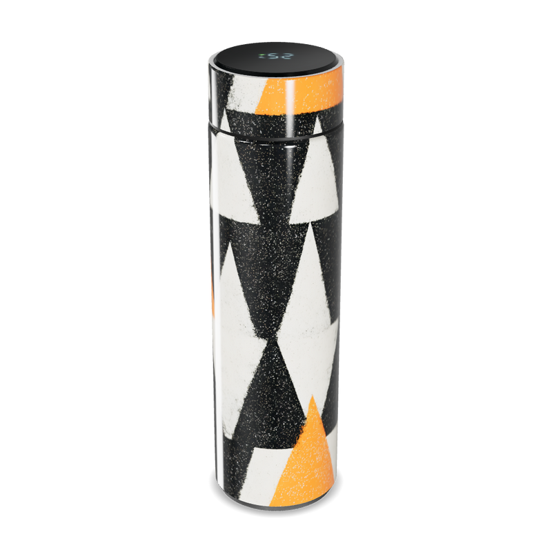 Garrafa Térmica Touch - Geométrica Preta e Laranja