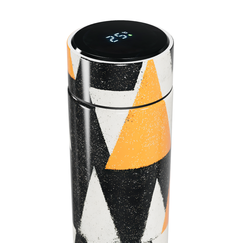Garrafa Térmica Touch - Geométrica Preta e Laranja