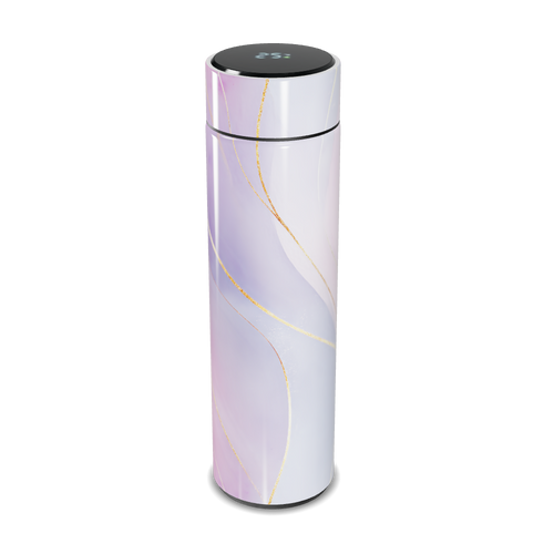 Garrafa Térmica Touch - Branca com Linhas Douradas